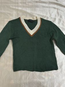 Green V-Neck Korean Sweater