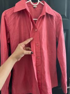 Coral Collared Long Sleeve Top
