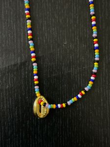 Colorful Beaded Necklace with Shell Pendant