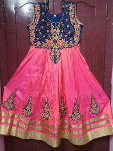🌟 Royal Blue &amp; Pink Embroidered Anarkali Gown 🌟