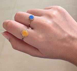 Colorful Oval Stone Rings Set