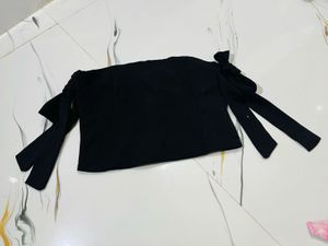 Chic Black Tie-Sleeve Top