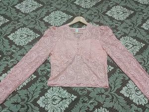 Sheer Lace Button-Up Blouse💖💗