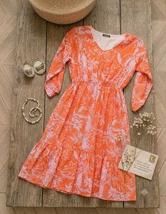 Vibrant Floral Print Midi Dress