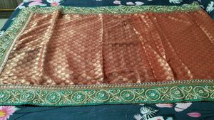 beautiful heavy sari with blouse piece and tag