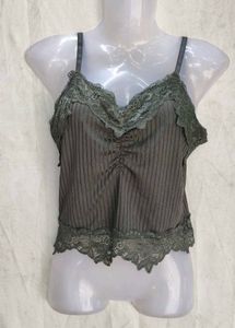 Lace Trim Ribbed Camisole Top