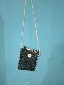 Stylish Black &amp; White Beaded Bag