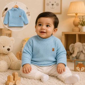 Baby Blue Ribbed Turtleneck Sweater