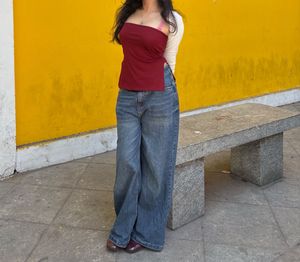 Acid wash Wide Leg Denim Jeans