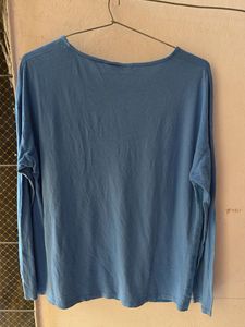 Blue Two-Tone Long Sleeve Top