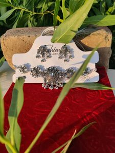 Oxidized Silver Necklace and Earring Set