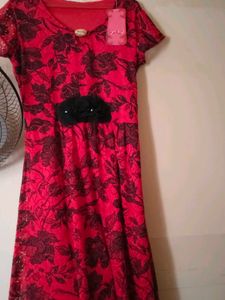 Red Floral Lace Dress