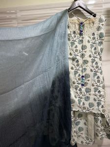 blue and white sharara set