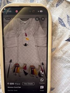 White Kurta Set with Camel Embroidery