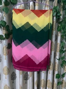 Colorful Chevron Pattern Saree