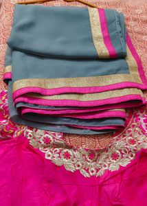 Saree WithDesigner Embroidered Blouse