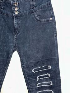 Stylish Distressed Black Jeans