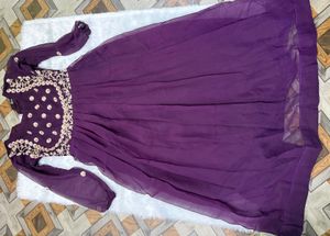 Beautiful Purple Embroidered Gown
