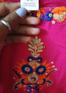 Embroidered Kurta Sets - Pink &amp; Red