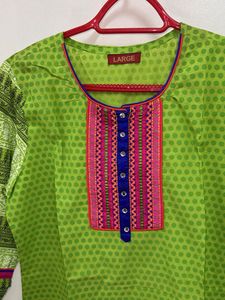 Printed Green Designer Kurti