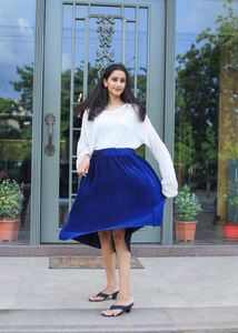 Navy Blue Flared Skirt