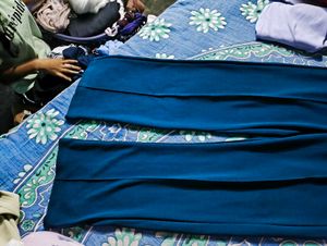 Blue Straight Leg Trousers