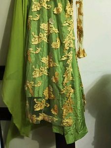 Green &amp; Gold Embroidered Dress