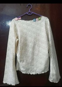 White Lace Asymmetric Jersey Top