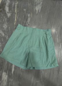 Mint Green Pleated Shorts