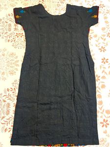 Phulkari Embroidered Black Kurta