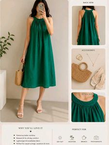 Elegant Green Halter Neck Midi Dress