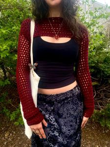 Crochet Crop Top with Long Sleeves