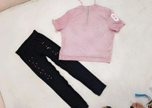 Very Beautiful Pearl Leggings With Top Shirt