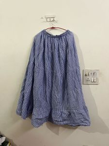 Blue Striped Tiered Skirt