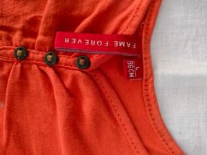 women cotton Orange Rib Tank Top