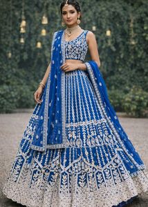 Stunning Royal Blue Embroidered Lehenga Choli