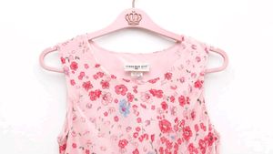 Pink Floral Sleeveless Midi Dress