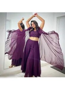Maroon Sequin Ethnic Gown size- S