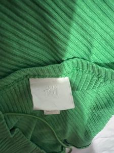 Bright Green Ribbed Crop Top