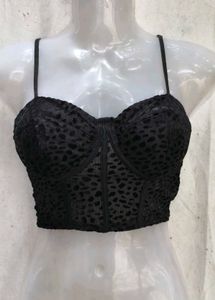28158. Sheer Leopard Print Corset Top