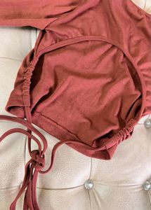 Rusty Red Open Back Crop Top
