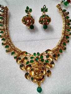 Gold Polish Necklace &amp; Earrings Set
