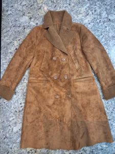 Brown Suede Double-Breasted Coat