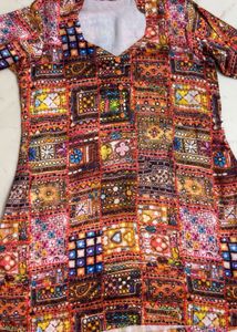 Printed satin Kurta