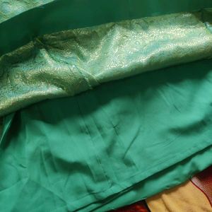 Vibrant Green Brocade Ethnic Skirt