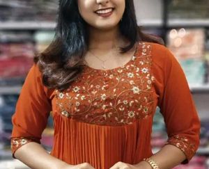 Elegant Orange Embroidered Kurta
