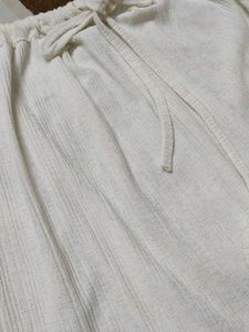 White Ribbed Cami Top with Drawstring