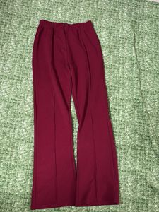 Stylish Maroon Flared Pants | High Waist Stretchab