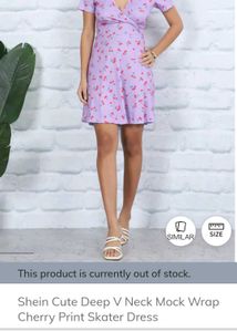 Cute Cherry Print Purple Dress Free delivery