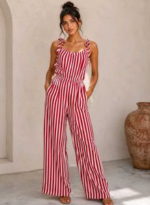 Red & White Striped Jumpsuit
